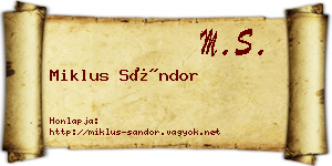 Miklus Sándor névjegykártya